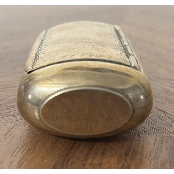 Antique 19th C. Silverplate Silver Snuff Box Hinged Top & Round Floral Box - Picture 14 of 14